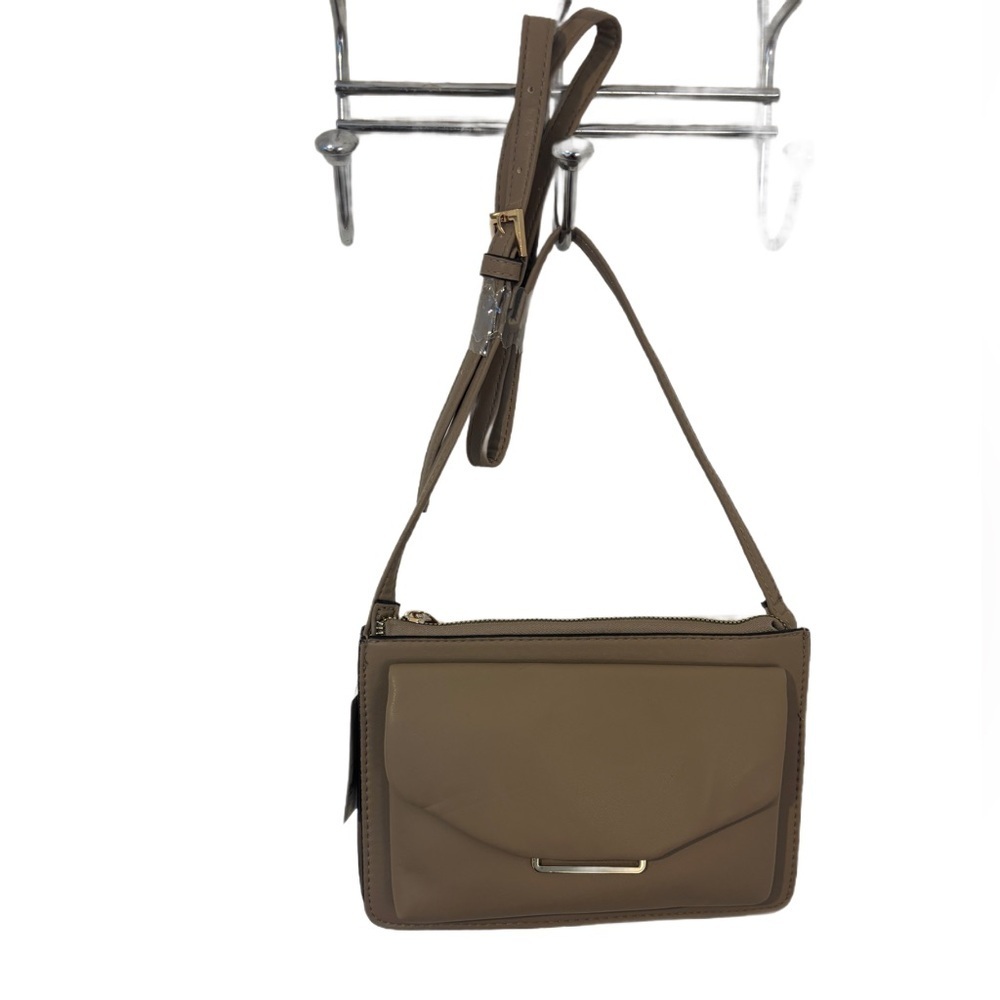 NWT Primark Tan Clutch Crossbody With Gold Accessories